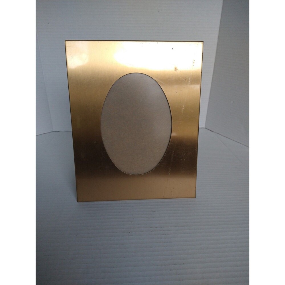Vintage Metal Picture Frame 8x10 Oval Brass Mat Easel Back